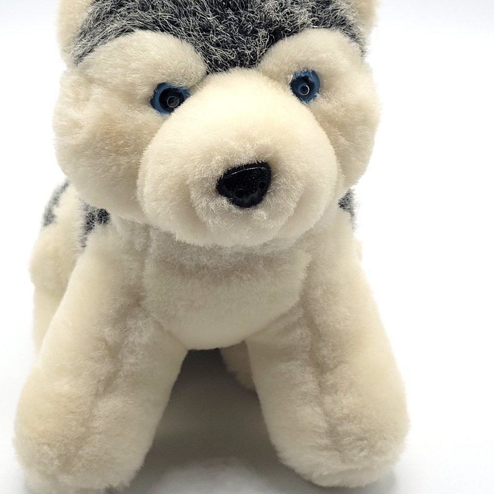 Gray Husky Puppy Dog Blue Eyes Plush